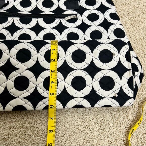 Weekender Travel Bag with Circle Pattern and Bow Tote Overnight Black and White - Picture 9 of 11
